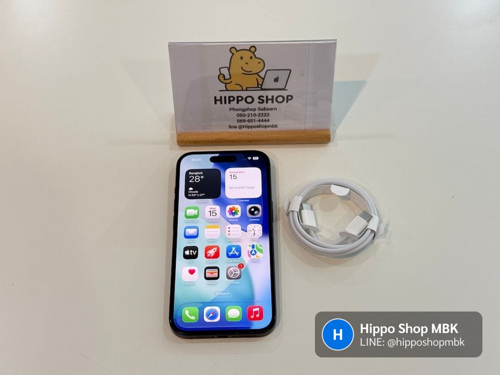 iPhone 15 (2023) iPhone 15 256 สี Black สภาพดี ศูนย์ไทย 14900 บาท