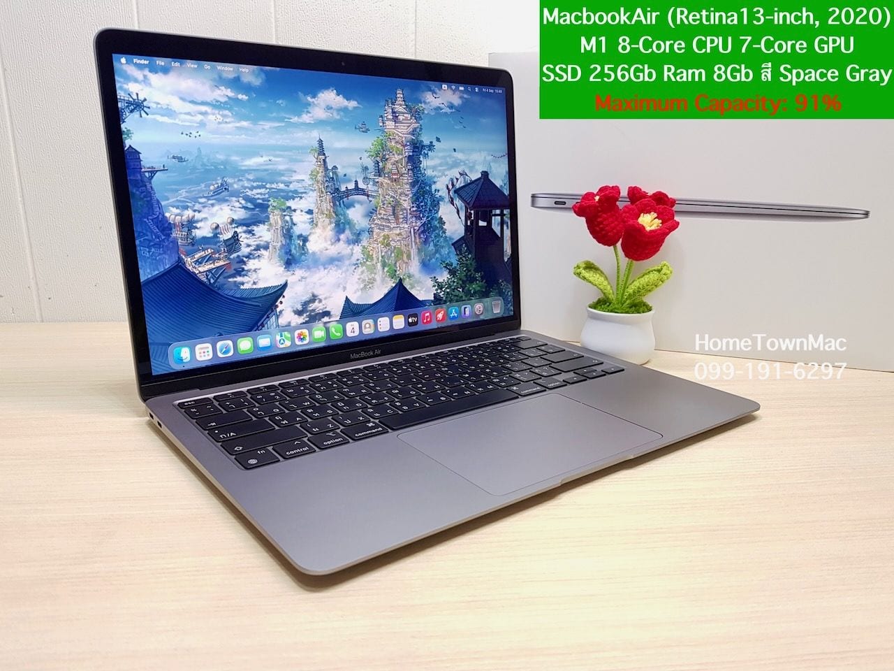 MacbookAir (Retina13-inch, 2020) M1 8-Core CPU 7-Core GPU SSD 256Gb Ram 8Gb สี Space Gray ครบกล่อง น่าใช้งาน